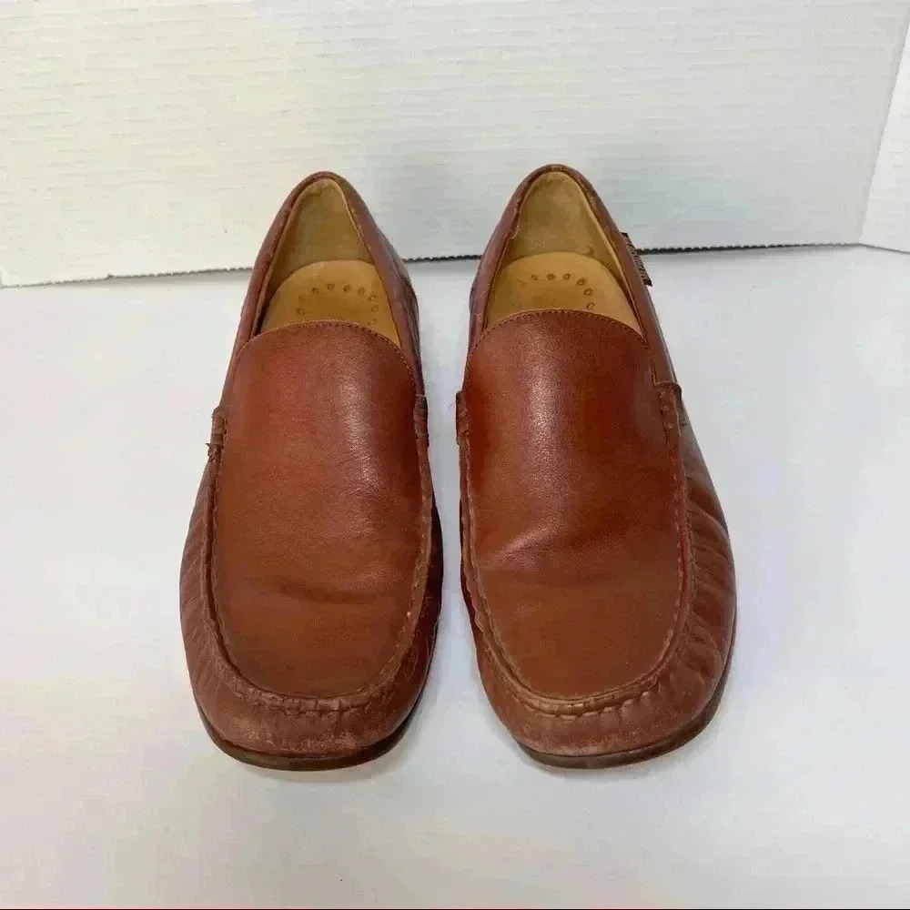 MEPHISTO  Leather Slip On Loafers Mens Sz 10 Brandy Moc. Toes Cool Air Comfort - Picture 2 of 14